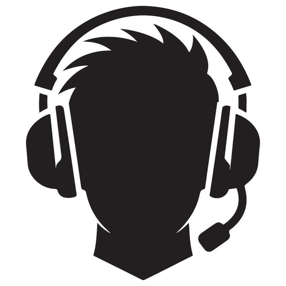 Faceless Customer Service Agent Silhouette Icon with Headset vector
