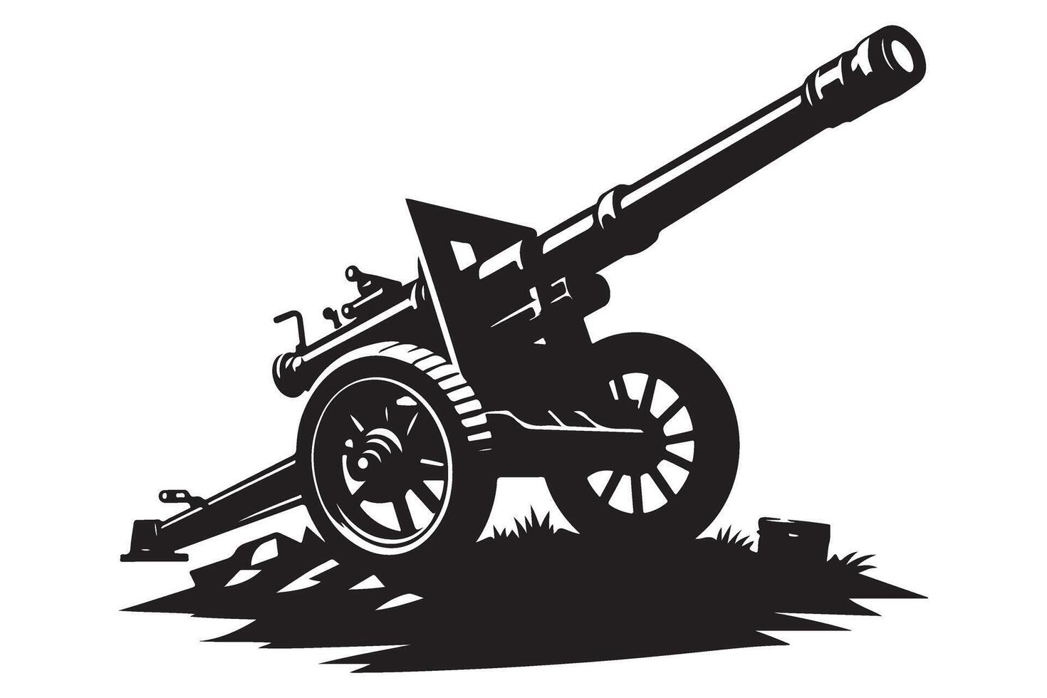 Silhouette Cannon Illustration Graphic for History Projects Design vector