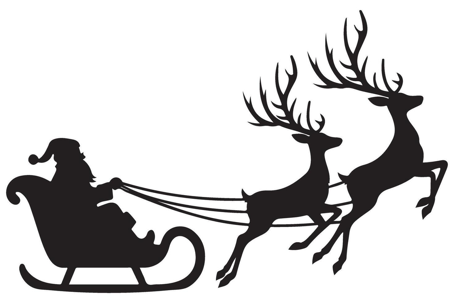 Santa Claus Sleigh with Reindeer Silhouette Design Christmas Eve vector