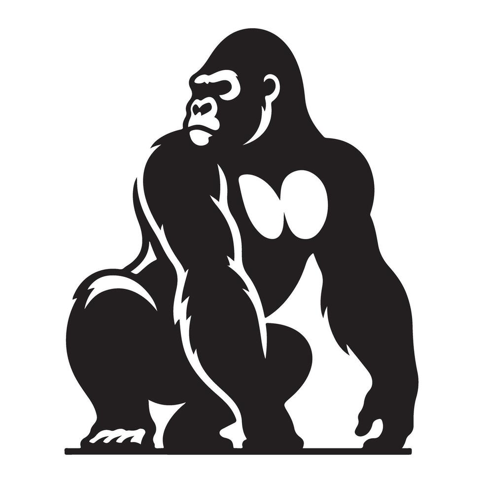 Powerful Gorilla Silhouette Illustration for Wildlife Enthusiasts vector