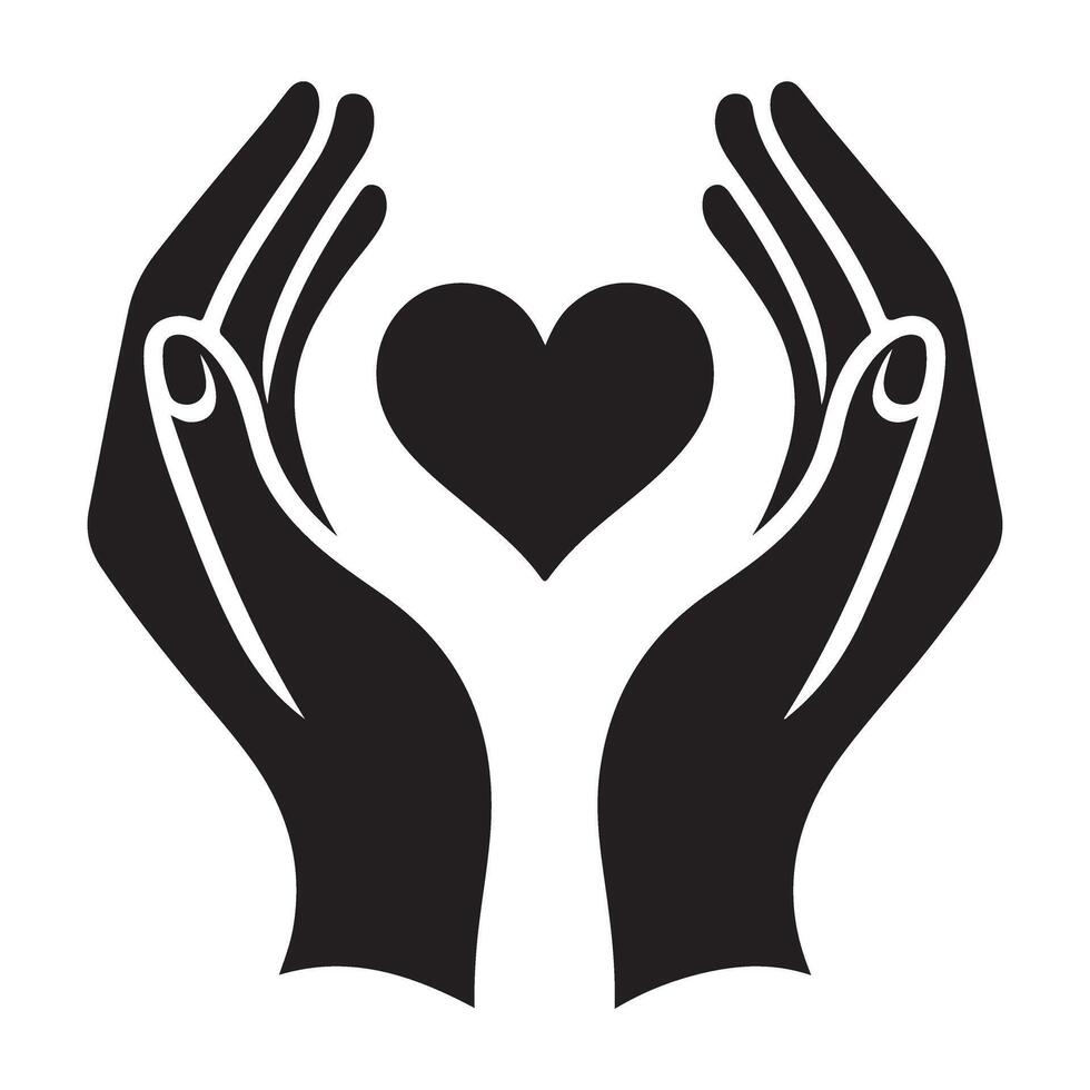 Heart in Hands Caring Graphic Illustration Symbol of Love and Support vector