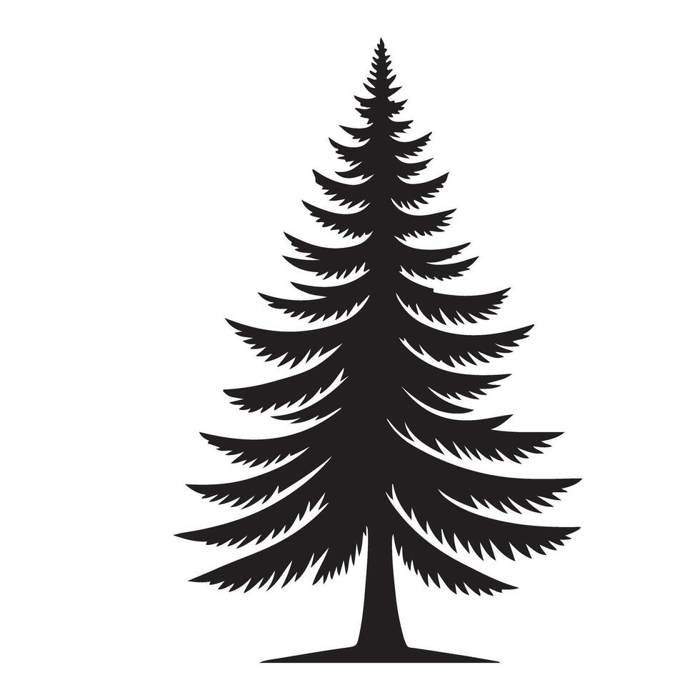Simple Evergreen Pine Tree Silhouette Illustration for Festive Decoration vector