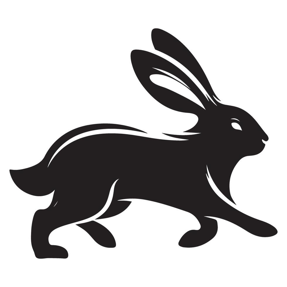Running Hare Silhouette Illustration for Wildlife Projects vector