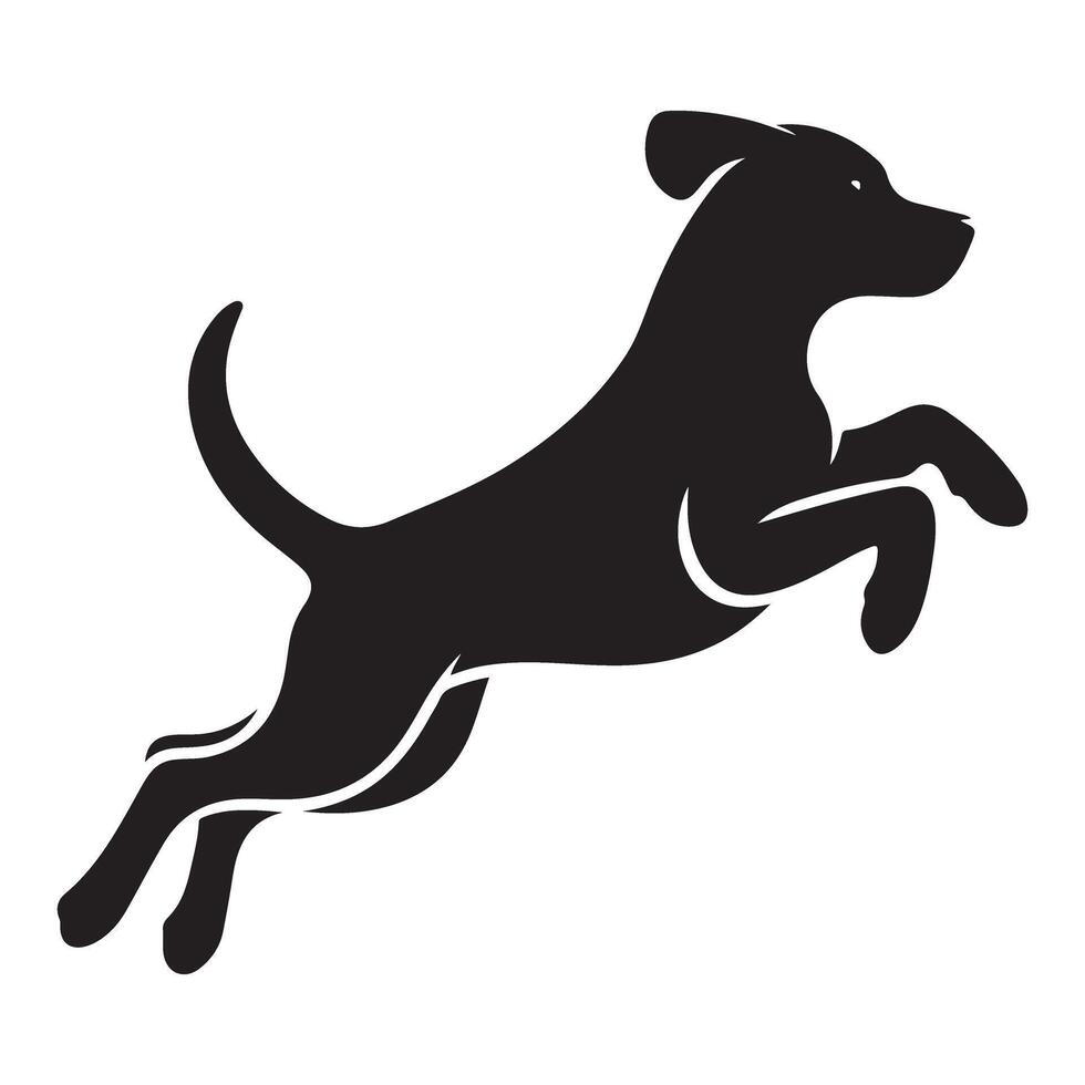 Silhouette Energetic Dog Jumping Action Illustration Artwork vector