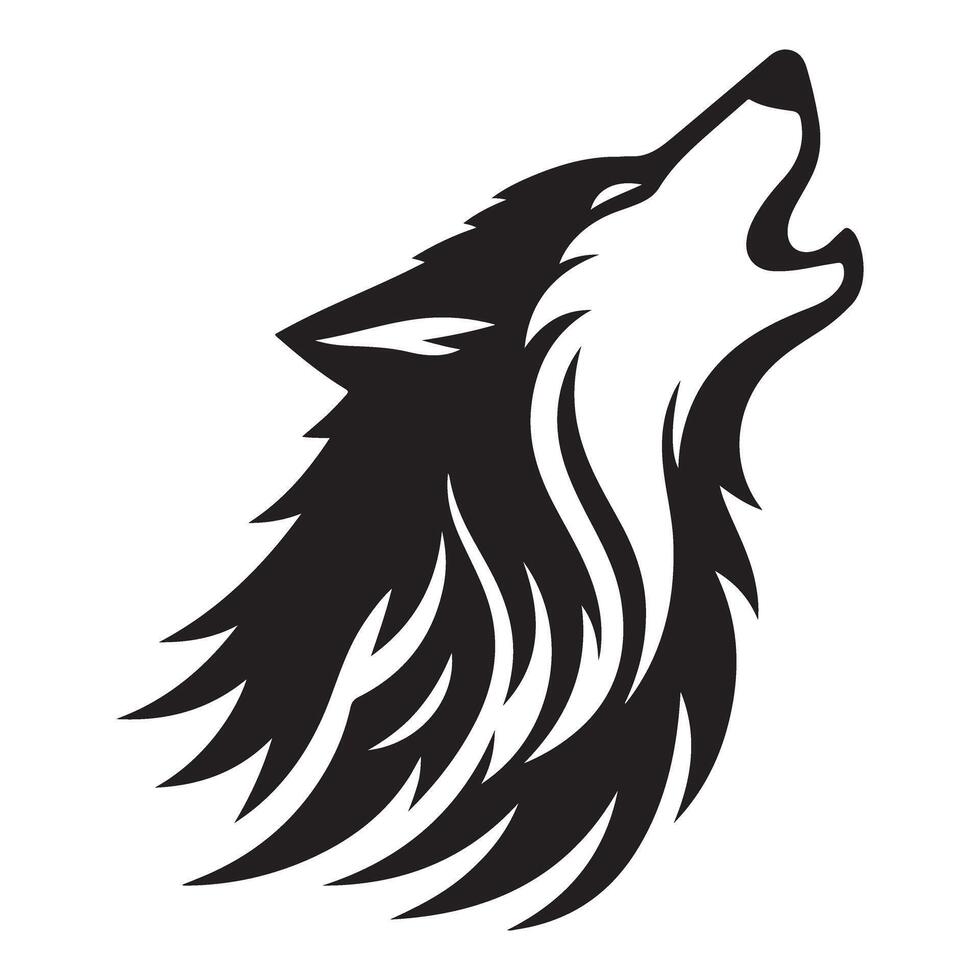 Howling Wolf Silhouette Design Symbolizing Wilderness and Loyalty vector