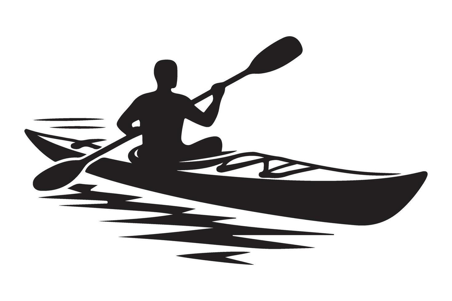 Silhouette Person Kayaking Recreation Water Sport Adventure Relaxation Outdoor vector