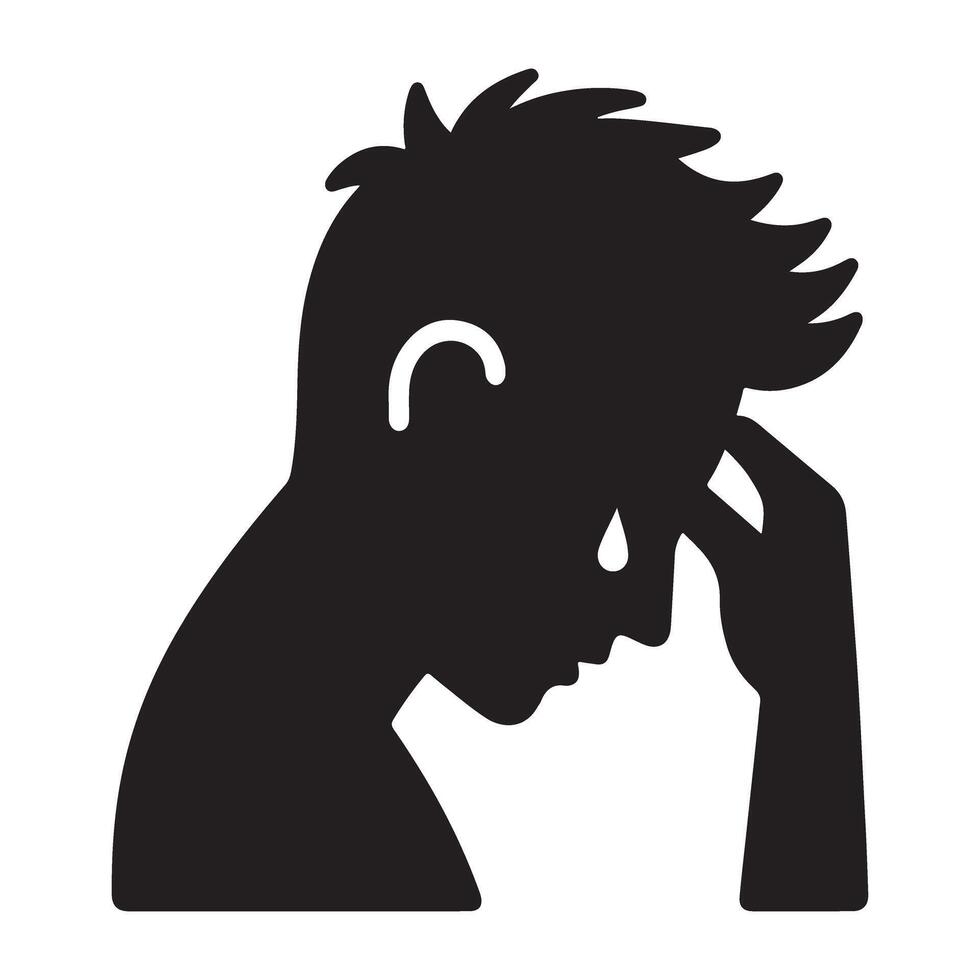 Silhouette of a Man Depressed Sadness Grief Emotional Distress Illustration vector