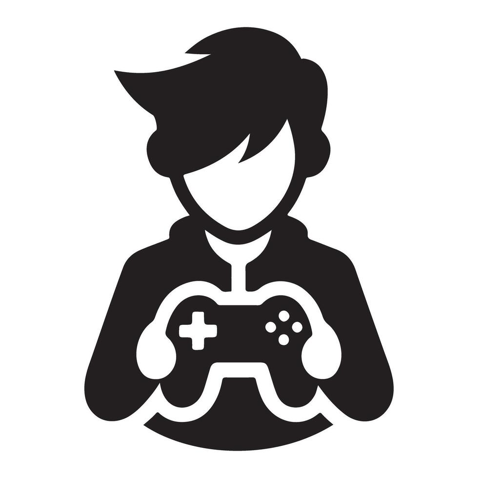 Gamer with Controller Silhouette for Games and Esports vector
