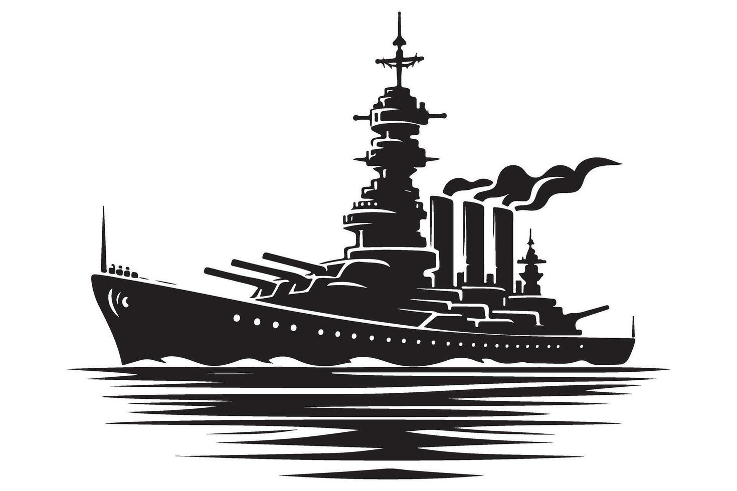 Detailed Illustration of a Naval Warship Silhouette for Historical Designs vector