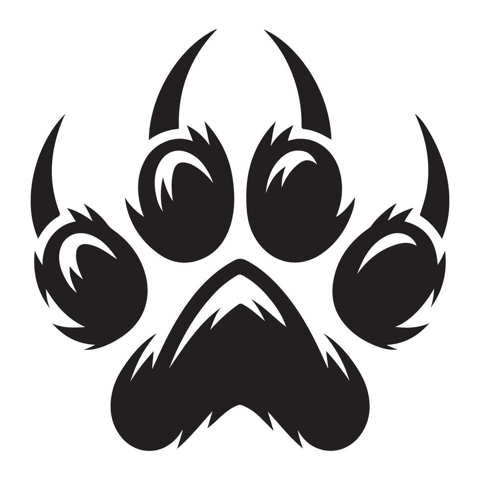 Intense Wolf Paw Print Illustration Silhouette for Tattoo Design vector