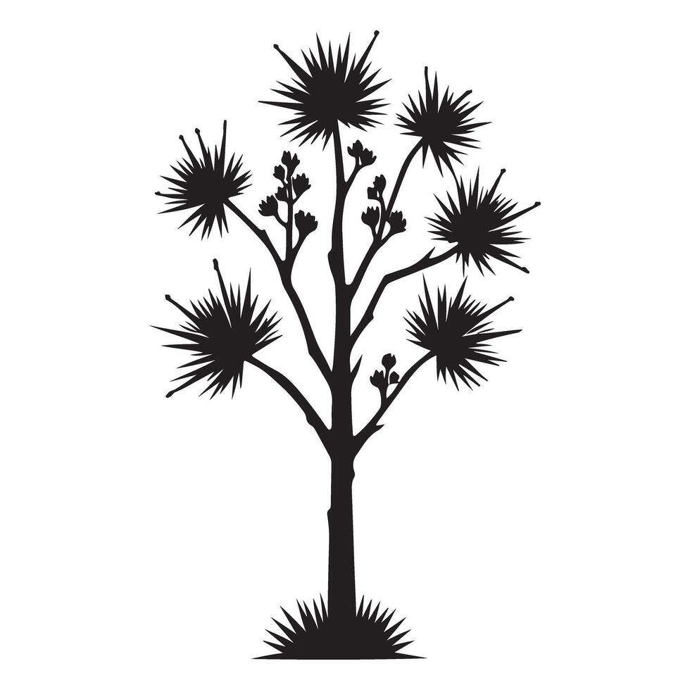 Silhouette Tree with Unique Spiky Leaves for Distinctive Designs vector