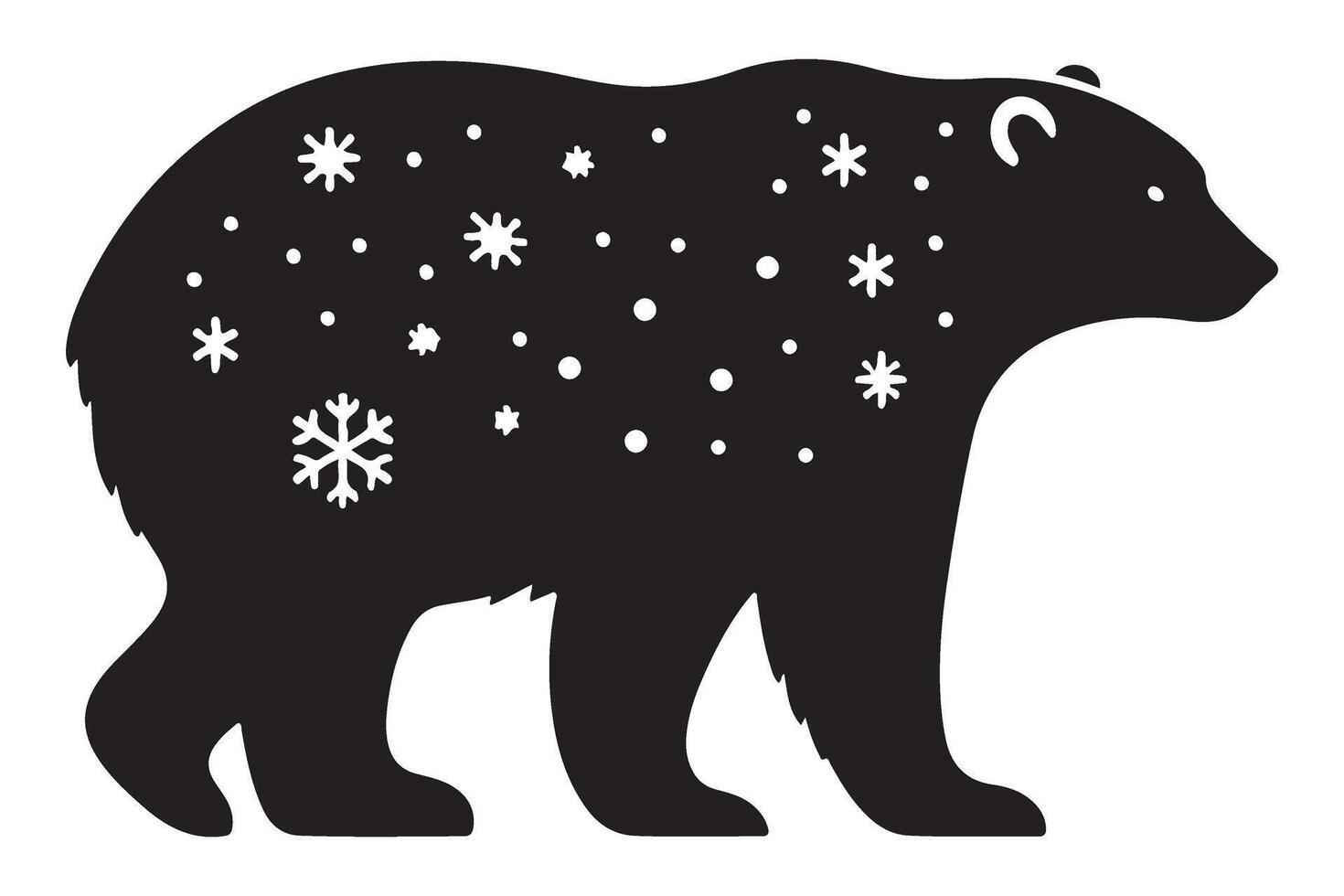 Polar Bear Silhouette with Snowflake Patterns Cute Winter Illustration vector