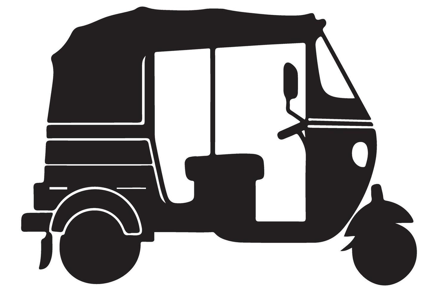 Silhouette auto rickshaw illustration iconic three wheeled vehicle vector