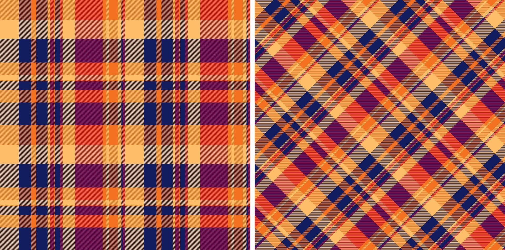 Colorful plaid patterns set. Classic diagonal tartan texture. Suitable for textile, fabric, wrapping paper, backdrop, or graphic design use. vector