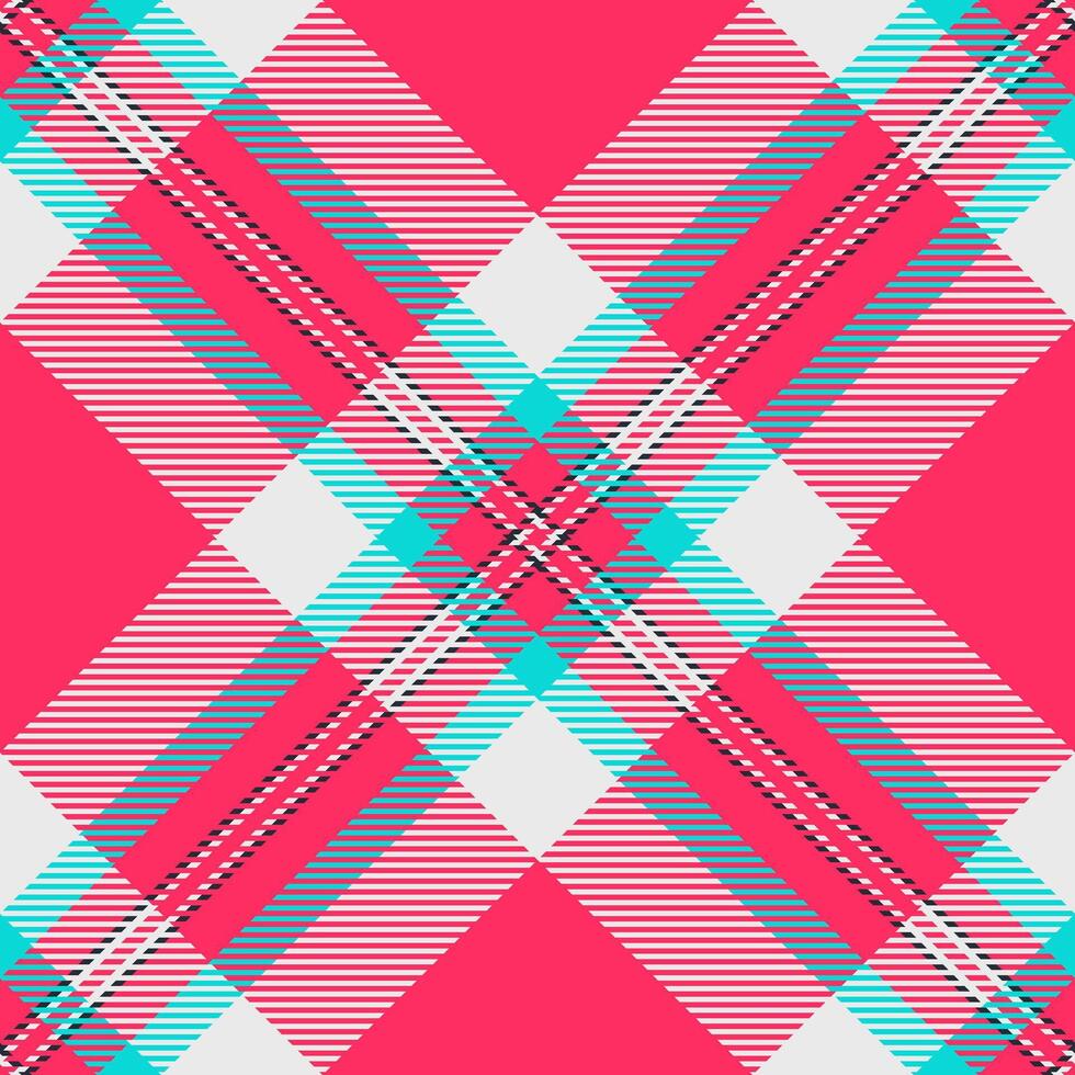 Vibrant pink, teal, and gray plaid pattern. Perfect for textile design, fashion, or website backgrounds. vector