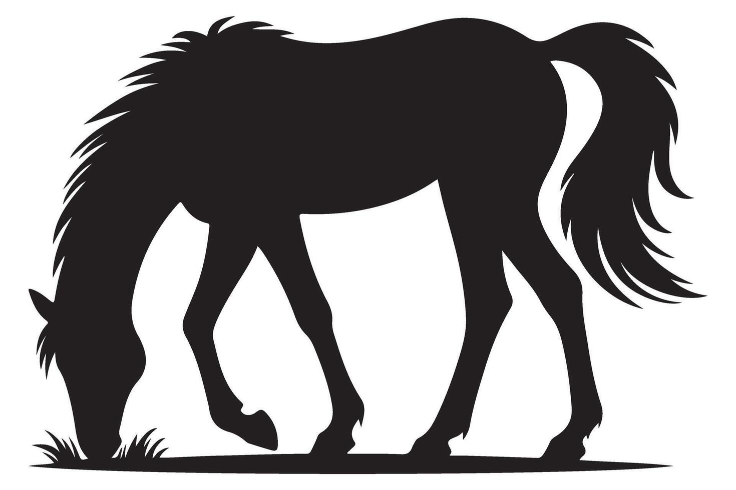 Peaceful Horse Grazing Silhouette Illustration for Nature Inspired Projects vector