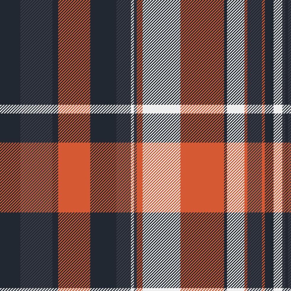 Vibrant autumnal plaid pattern in orange, navy, and white. Perfect for textile design, fallthemed projects, or adding a touch of rustic charm to your designs. vector
