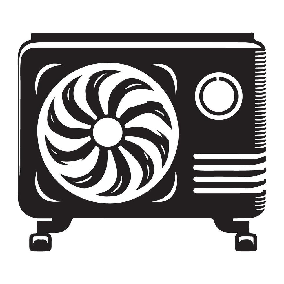 Black Air Conditioner Silhouette Illustration for Cooling Systems vector