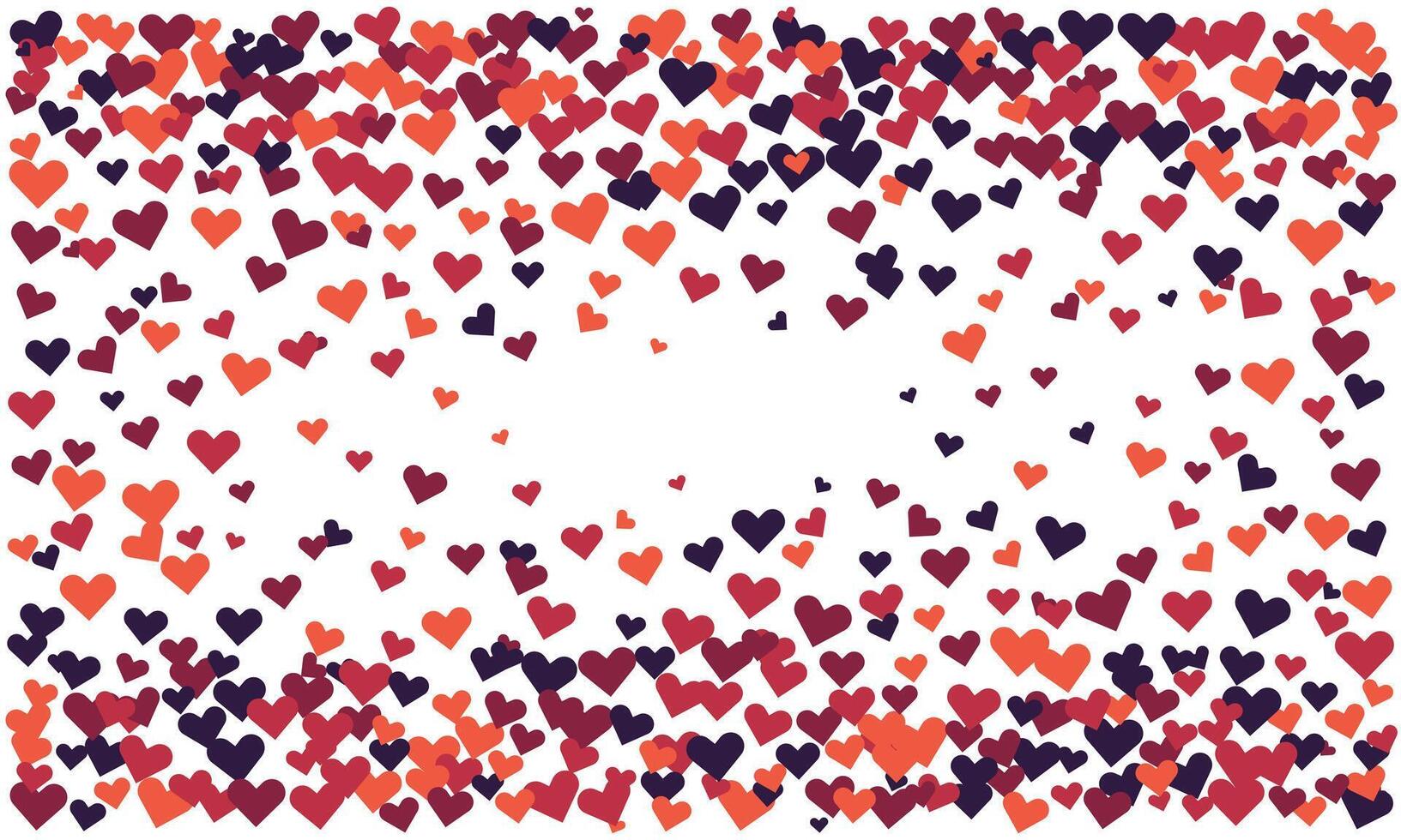 A vibrant, joyful scatter of red and maroon hearts on white creates a perfect Valentines Day or lovethemed background. vector