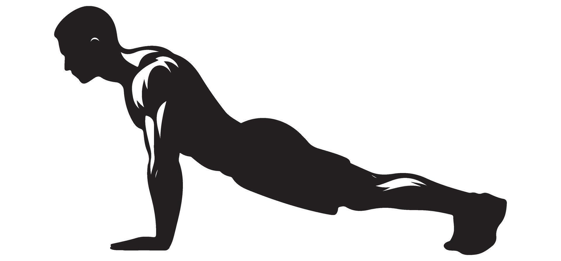 Push Up Silhouette Illustration for Bodyweight Fitness Artwork Needs vector