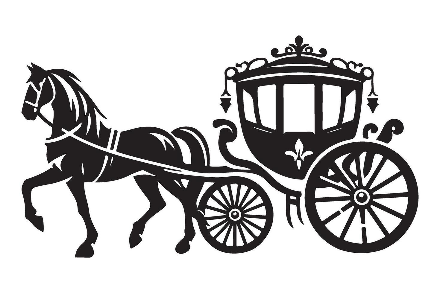 Silhouette Horse Drawn Carriage Timeless Elegance Transport Style Illustration vector