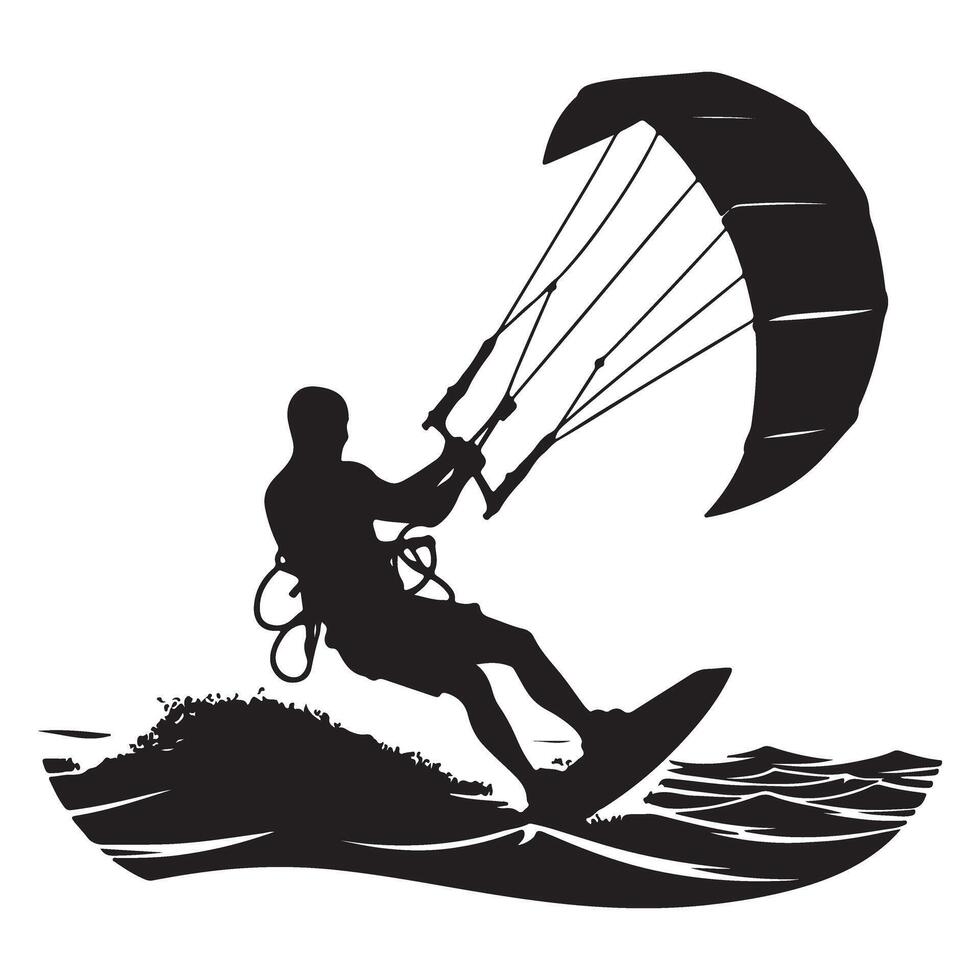Exciting Kitesurfing Adventure Watersport Silhouette Graphic For Designs vector