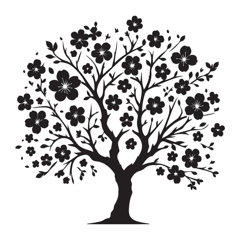 Cherry Blossom Tree Silhouette Illustration for Spring Themes vector