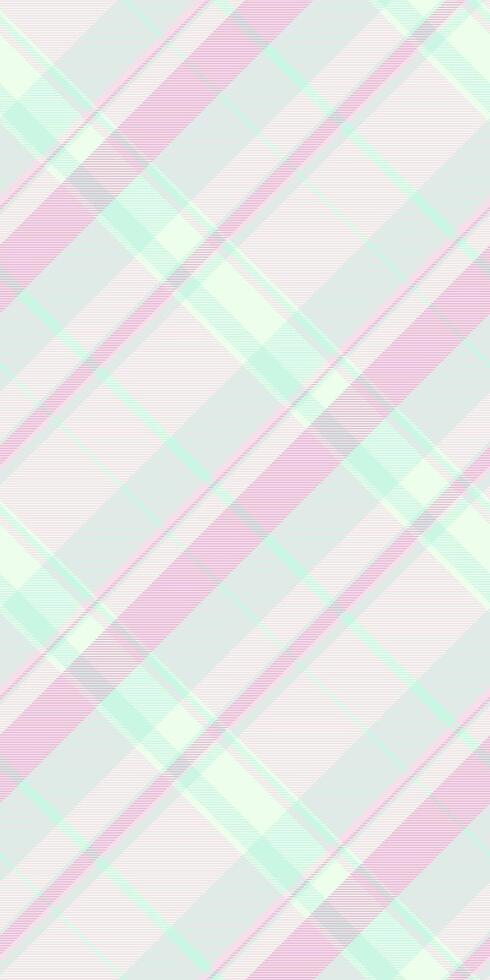 Soft pastel plaid pattern. Elegant diagonal lines in pale pink, mint green, and gray create a delicate, feminine design. vector