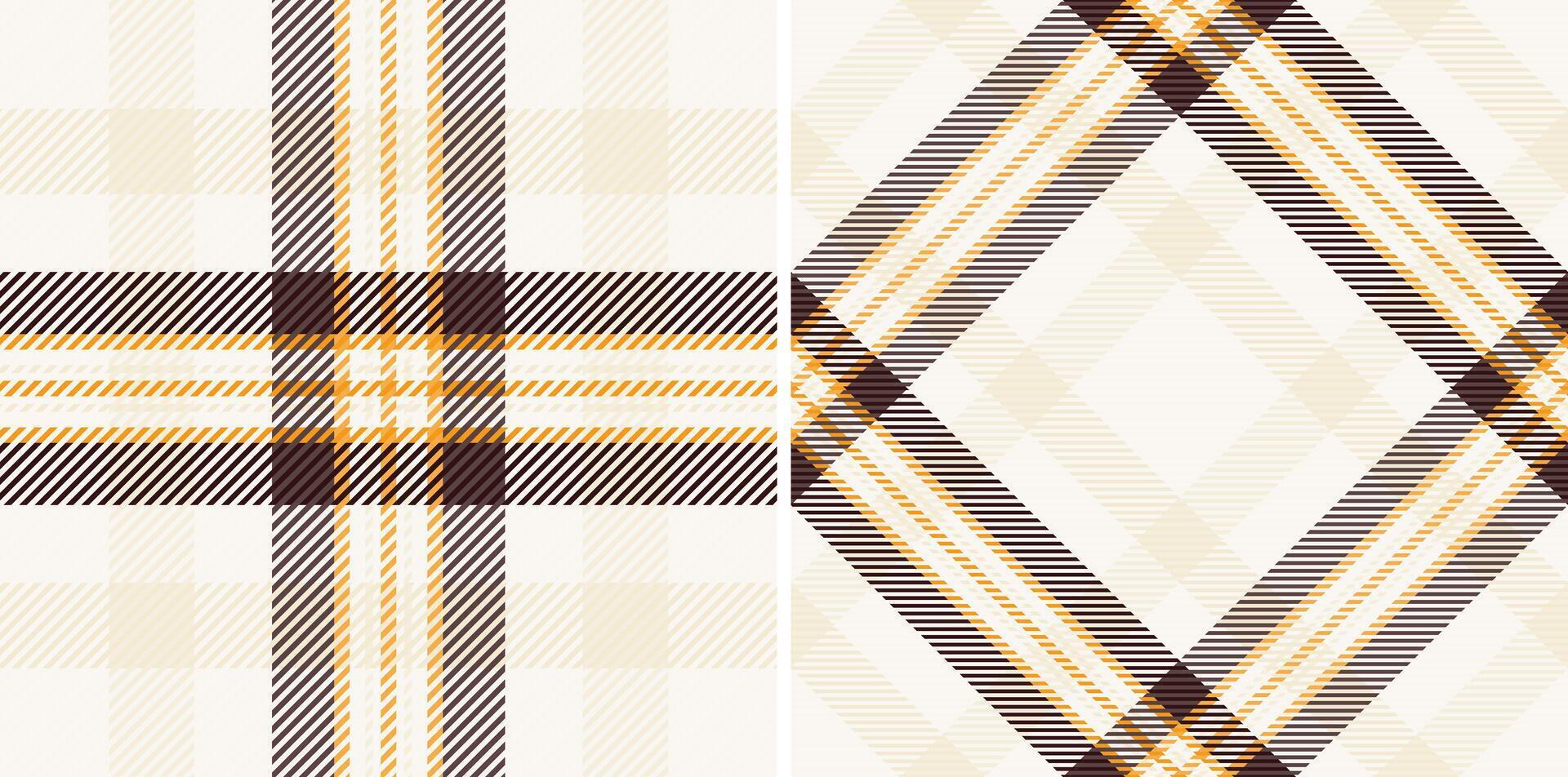Elegant cream, brown, and gold plaid patterns. Versatile design perfect for textiles, stationery, or website backgrounds. Subtle texture adds sophistication. vector