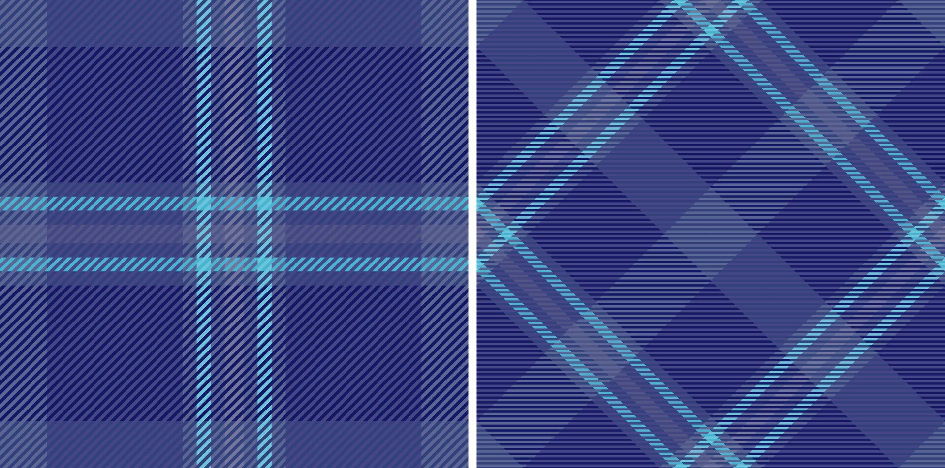 Two stylish plaid patterns in cool blue hues. Perfect for textile design, fashion, or web backgrounds. vector