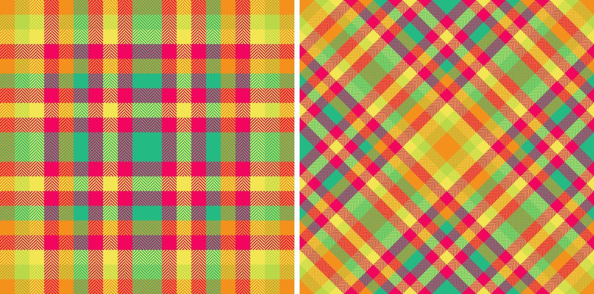 Vibrant, cheerful plaid patterns in a summery palette. Perfect for textile design, websites, packaging, or any project needing a playful, energetic feel. vector