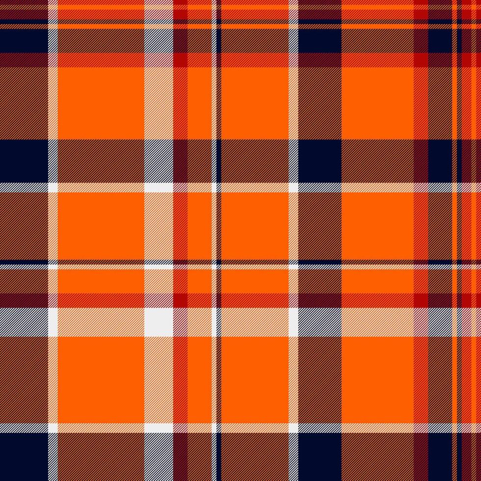 Vibrant orange, brown, and navy plaid pattern. Perfect for textile design, autumnal projects, or adding a touch of rustic style to your designs. vector