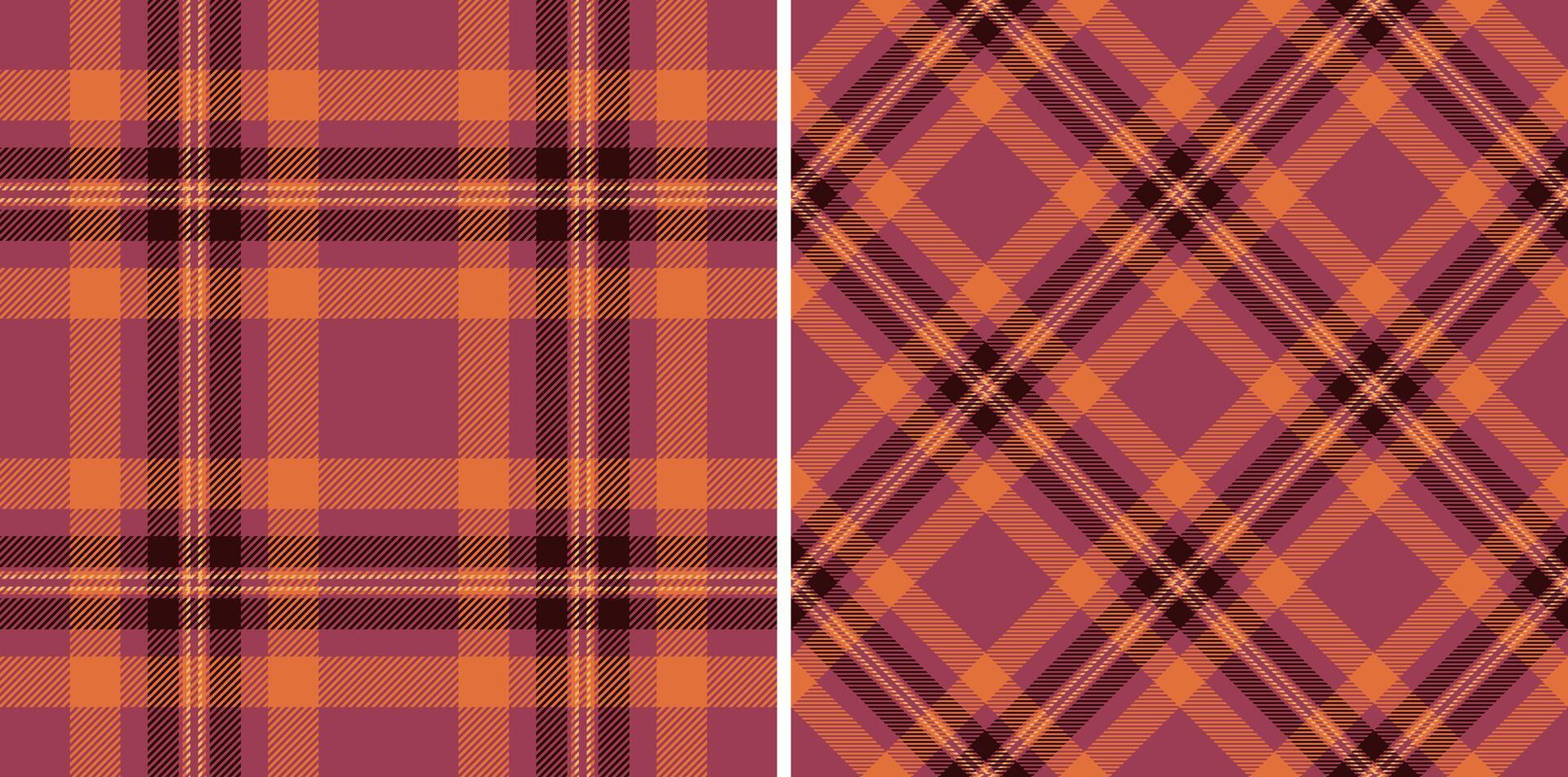 Stylish autumnal plaid patterns. Two variations of seamless textile designs in warm, earthy tones perfect for fall fashion, home decor, or website backgrounds. vector