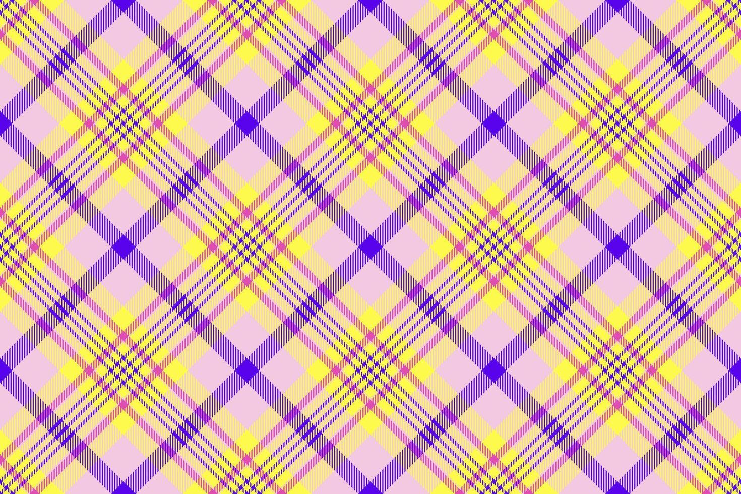 Vibrant pastel plaid pattern in yellow, purple, and pink. Perfect for textile designs, website backgrounds, or fashionrelated projects. vector
