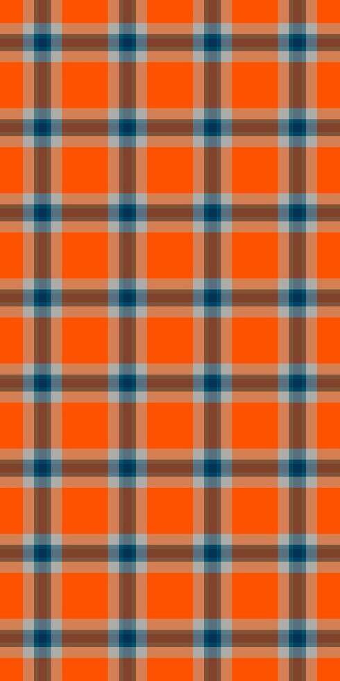 Continuity textile check background, flow pattern texture. Color tartan plaid seamless fabric in orange and cyan colors. vector