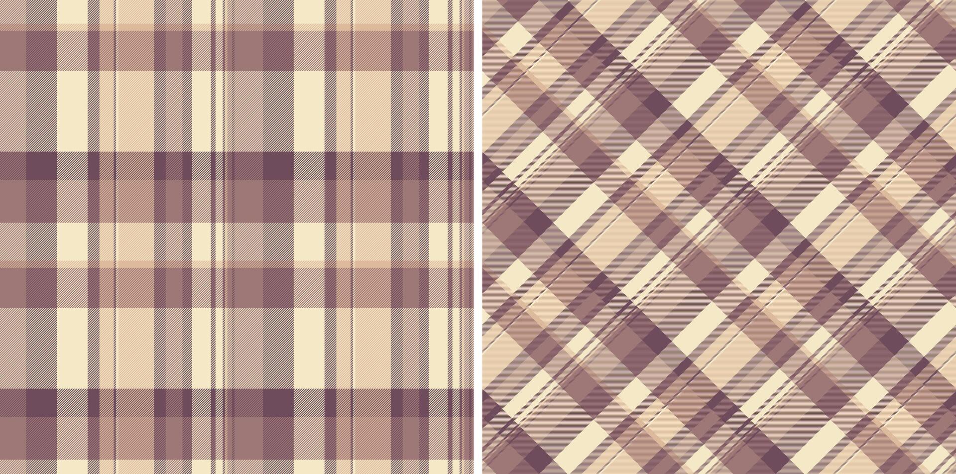 Tartan texture fabric of pattern seamless textile with a background check plaid. Set in coffee colors for modern rug designs and other home decor. vector