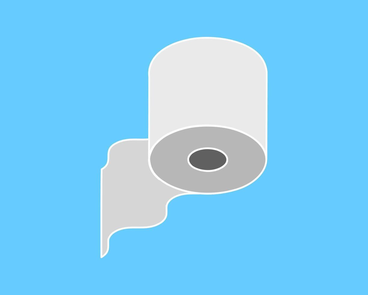 Simple graphic of a toilet paper roll against a light blue background. Perfect for hygiene, cleanliness, or even abstract design concepts. vector