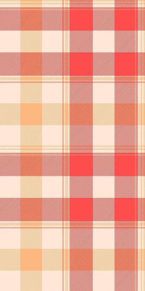 Stroke fabric texture check, kilt pattern plaid. Expressive textile tartan seamless background in antique white and red colors. vector
