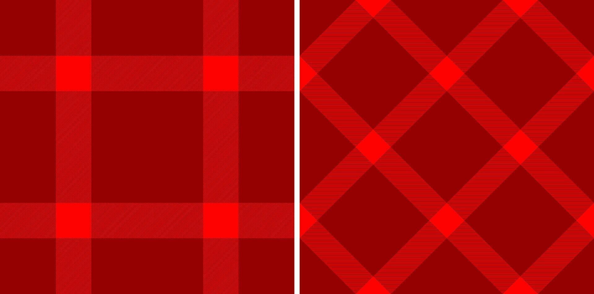 Two vibrant red plaid patterns, one classic and one diagonal, offer versatile design options. Perfect for backgrounds, textiles, or website elements. vector
