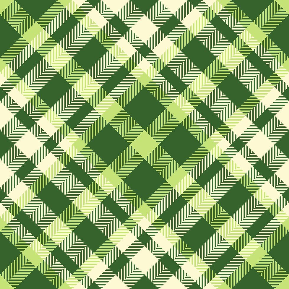 Elegant green and cream plaid pattern. Perfect for textile design, fashion, home decor, and website backgrounds. This seamless texture evokes a sense of nature and tranquility. vector