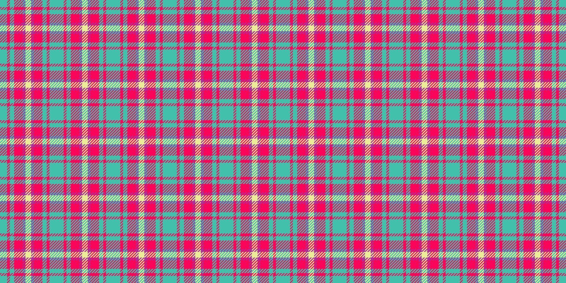 Vibrant teal, pink, and cream plaid pattern. Perfect for textile design, website backgrounds, or fashion projects. This cheerful, repeatable texture evokes feelings of warmth and nostalgia. vector