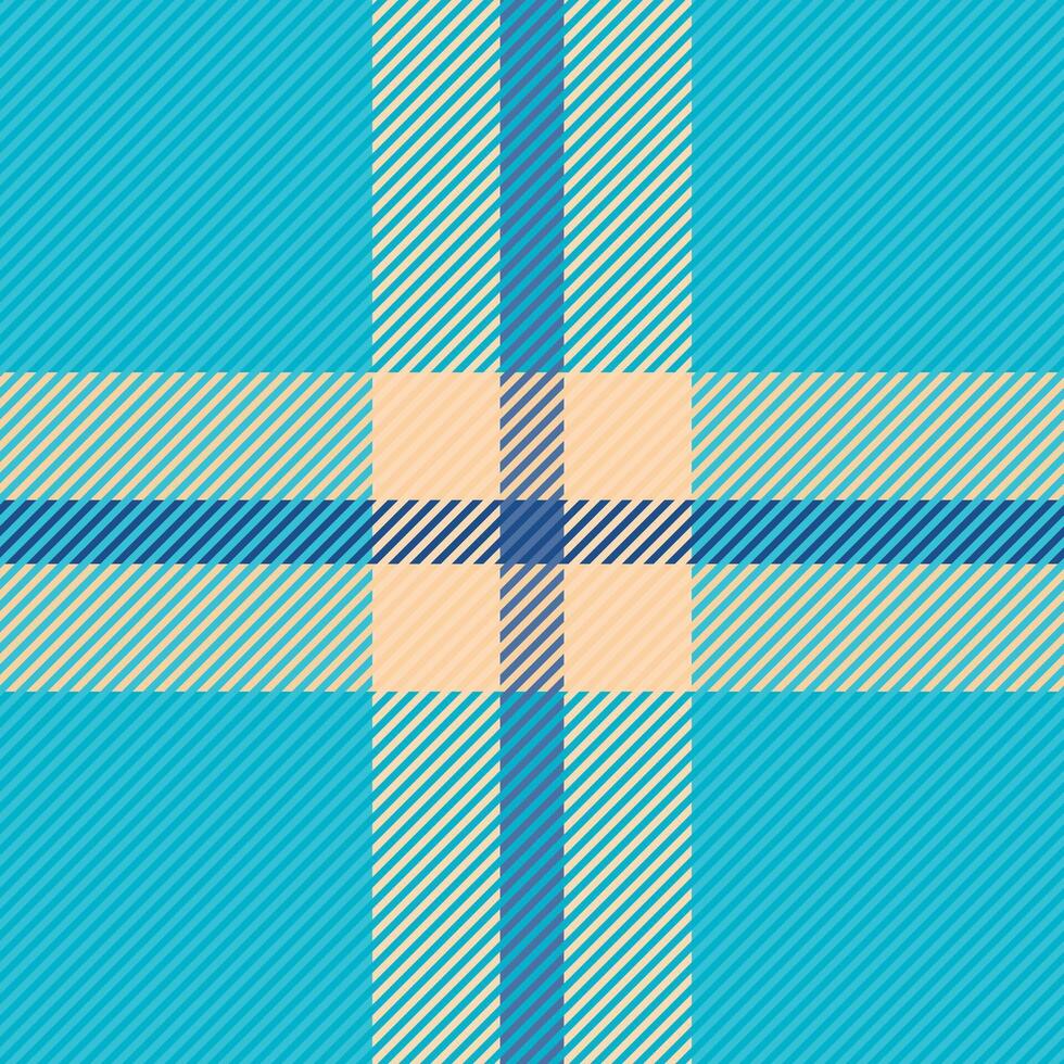 Vibrant teal and beige plaid pattern. Perfect for textile design, website backgrounds, or fashion projects. This cheerful, geometric design offers a fresh and modern aesthetic. vector