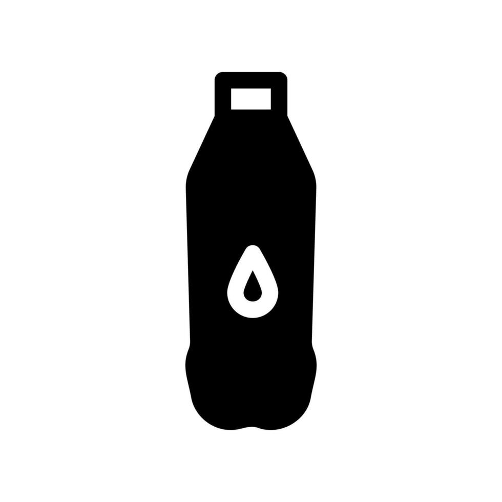 Beverage bottle icon with water drop symbol indicating liquid content inside vector