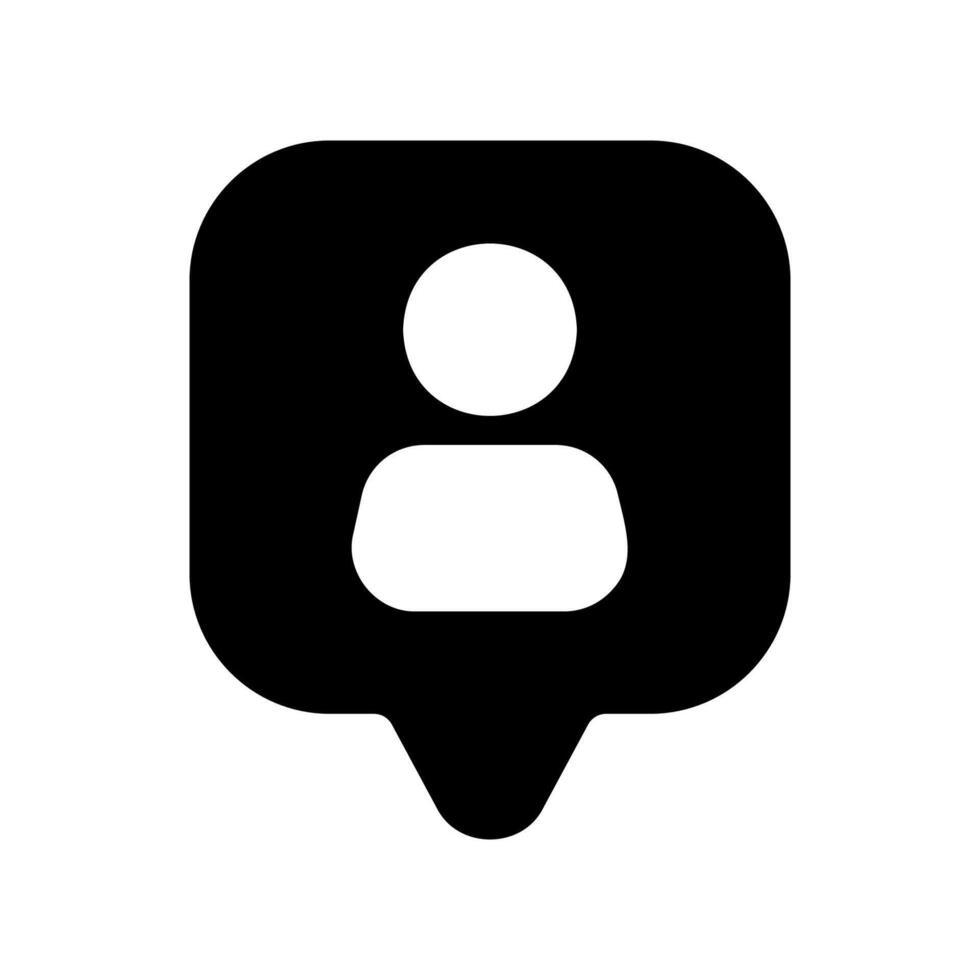 Notification bubble or location pin icon containing a generic user profile symbol graphic vector