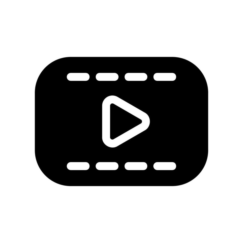 Black icon representing digital playback interface element on white background vector