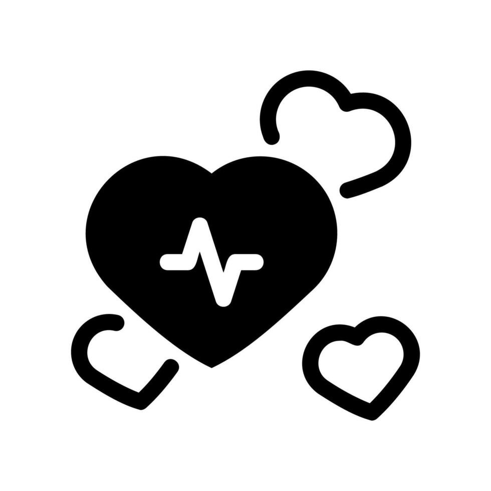 Heartbeat symbol within main heart surrounded by smaller hearts representing health and affection vector