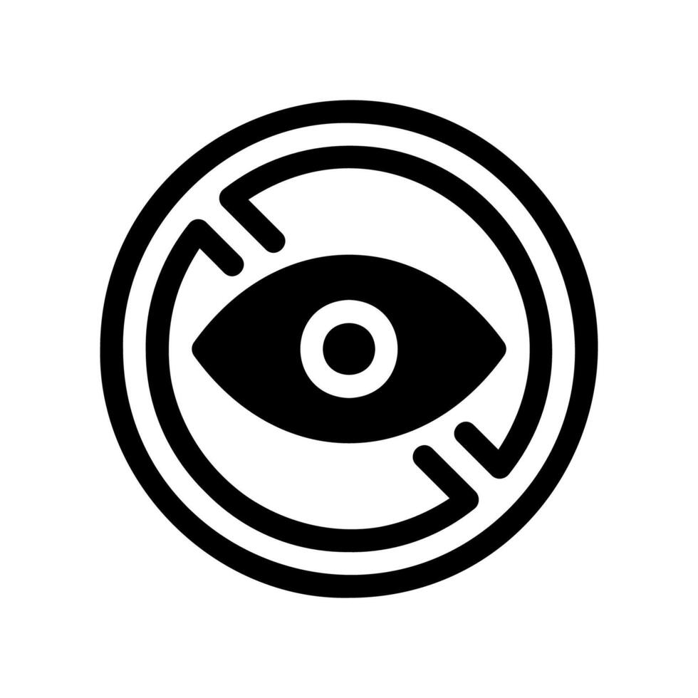 Circular icon with an eye indicating hidden content or disabled visibility vector