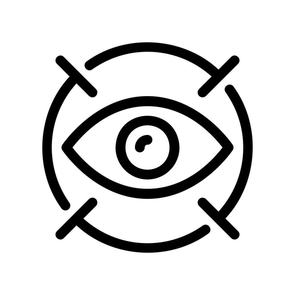 Eye icon centered within target crosshairs indicating focus, tracking, or targeting vector