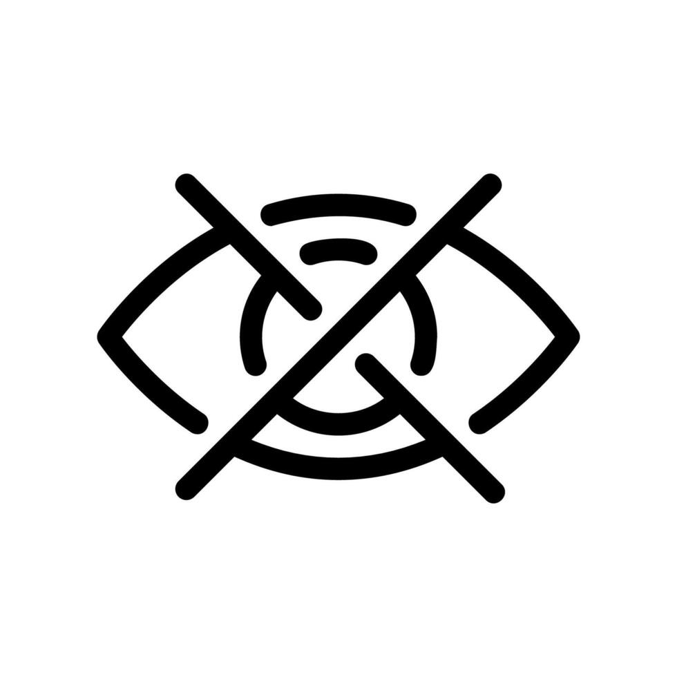 Eye symbol overlaid with an X cross indicating invisibility or closure state vector