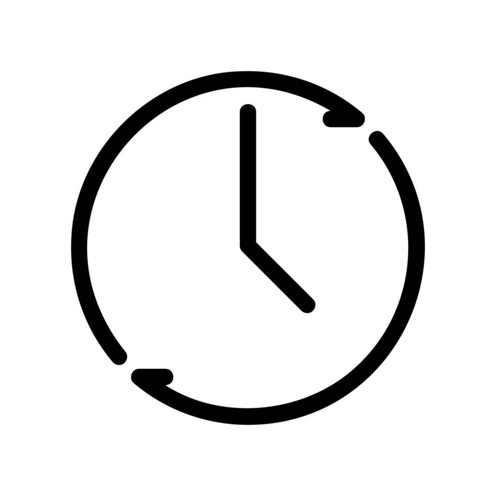 Clock face within circular arrows representing time related refresh or history vector